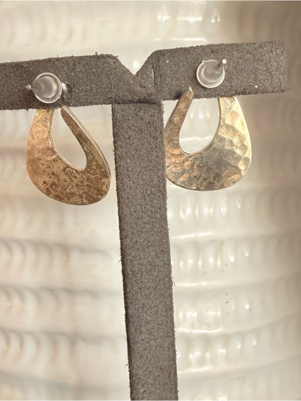 925 Hammered Sterling Silver Earrings - Picture 3 of 7